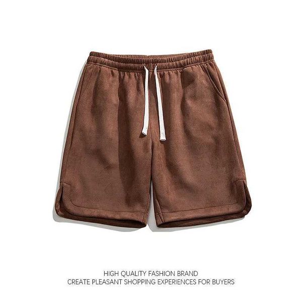 Shorts para hombres 2023SS SUDE Sports Shorts retro sólido sólido ropa de estilo urbano de estilo urbano niños anchos piernas anchas de moda pantalones de longitud media j240407