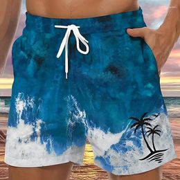 Short pour hommes 2024 Planche avec poche Dégradé Palm Tree Resort Imprimé Swim Summer Style hawaïen Mesh Lining Beach