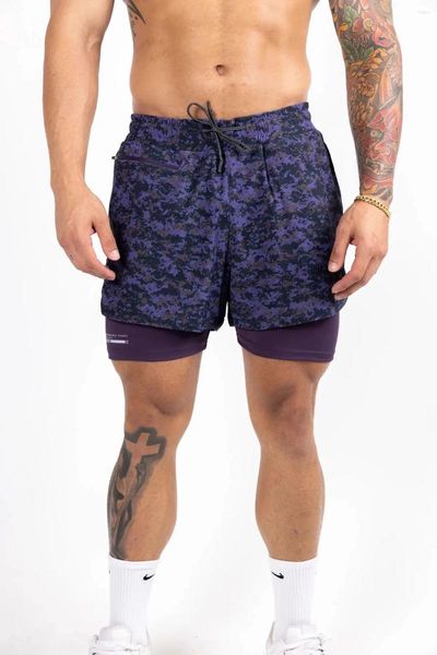 Shorts masculins 2024 Papt de sueur de fitness camouflage double couche avec basket-ball de genou américain de base