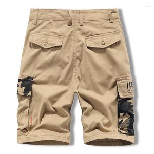 Heren shorts 2024 in zomer vracht korte mannen camouflgae patchwork kleur multi-pockets camping werkkleding s katoen