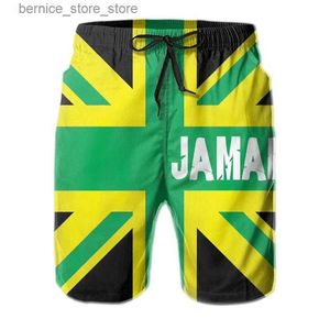 Heren shorts 2024 Jamaicaanse vlag heren shorts badpakken 3D geprinte strand shorts Jamaica grafisch oversized sport shorts mannen snel droge broek Q240529