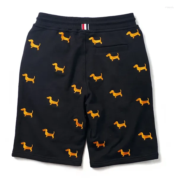 Shorts pour hommes 2024 Nouveauté de luxe Hommes Confortables Broderie Chien Caniche Classique Rayé Skateboard Street Coton Casual N344