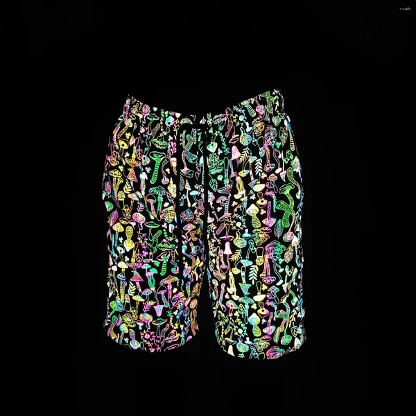 Shorts masculins 2024 champignons colorés reflectif de nocte