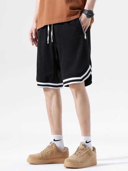 Shorts masculins 2024 Nouveau été short masculin 280g Terry tissu lourd coton sportswear kn ngth basketball / gym pantalon court lâche avec poches zip h240508