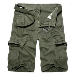 Shorts pour hommes 2024 été genou longueur coton armée cargo mâle décontracté multi-poche pantalon lâche goutte