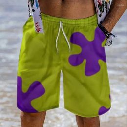Shorts masculins 2024 Summer des pantalons de sport en vrac plus 3D Caractéristique de dessin animé mignon usure de plage