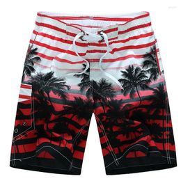 Shorts masculinos 2024 verão homens praia secagem rápida coqueiro impresso cintura elástica 4 cores M-6XL gota ayg219