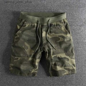 Shorts masculins 2024 Été Men de camouflage shorts décontractés élastique confort pantalon de jogging en coton gymnase de cargaison de cargais short pantalon de plage Q240529