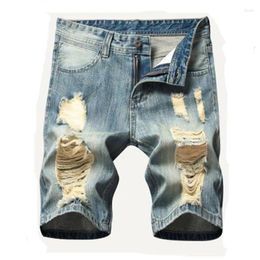 Pantalones cortos para hombres 2024 Verano para hombre Pantalones vaqueros cortos rasgados Ropa de marca Bermudas Algodón Casual Denim transpirable Tamaño masculino 28-40
