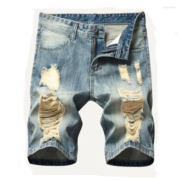 Pantalones cortos para hombres 2024 Verano para hombre Ripped Short Jeans Ropa de marca masculina Bermudas Algodón Casual Denim transpirable