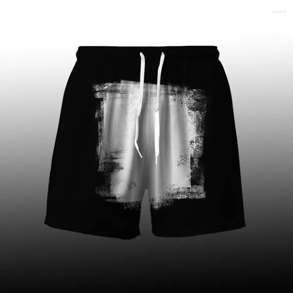 Shorts masculins 2024 Summer Sports Graffiti Coton Coton Black Pull String Digital Imprimé Imprimé