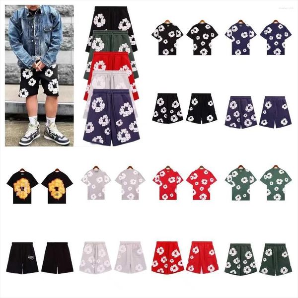 Shorts masculins 2024 Style d'été Harajuku Y2K Vêtements de fleurs Kapok en mousse imprimée tout-over et pantalon quart féminin