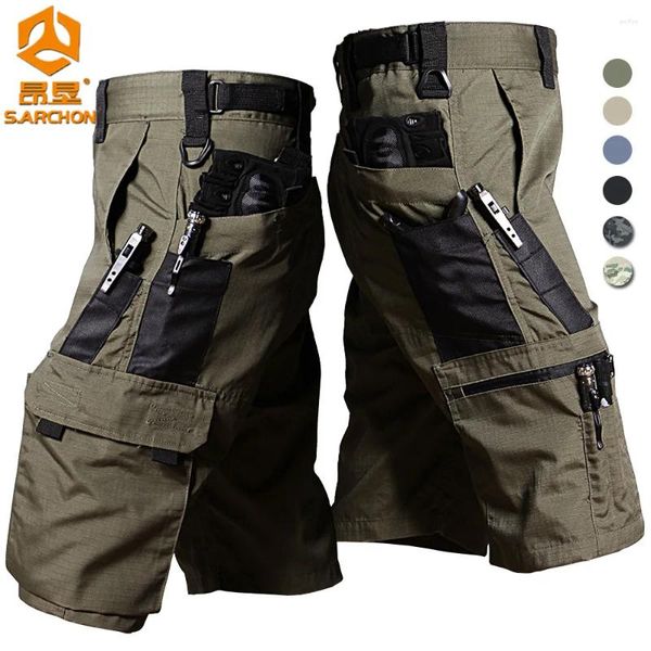 Pantalones cortos para hombres 2024 hombres tácticos de verano impermeables múltiples múltiples calboleos para ropa de desgaste transpirable entrenamiento de escalada al aire libre