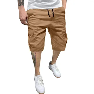 Pantalones cortos para hombres 2024 Verano Y2K Harajuku All Match Pantalones Color Sólido Streetwear Elegante Moda Medio Pantalones Multi Bolsillo Ropa