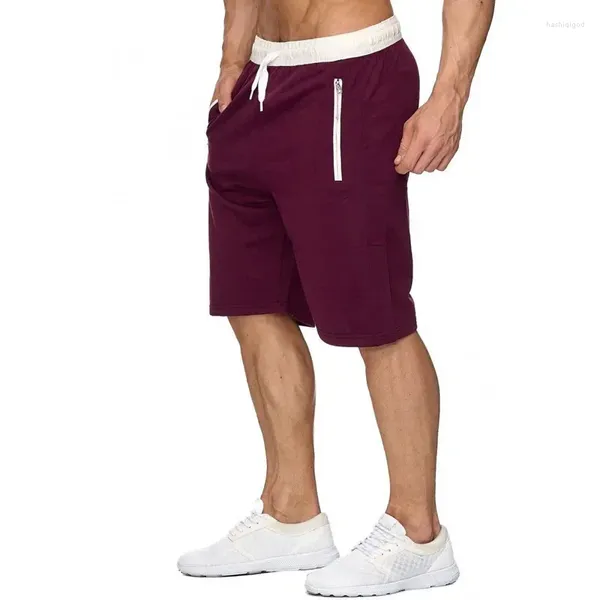 Short masculin 2024 Sweat-shirt Top Gym Workout Pockets Corde élastique éclair et plage Pantalon cultivé d'été adulte
