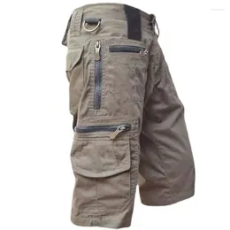 Shorts masculins 2024men's Strap Tactical Jogging Couleur de couleur Solide Multi-Zipper Pockets Summer Casual Straight