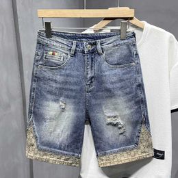 Shorts masculins 24-neuf créateur de mode en vrac léger luxe de haute qualité pantalon intermédiaire 5Shorts jeans tous les matchs classiques J240407