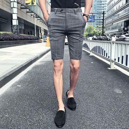 Shorts pour hommes 28-36 poche côté fermeture éclair streetwear costume à carreaux hommes formel décontracté été entraînement bureauwear mâle