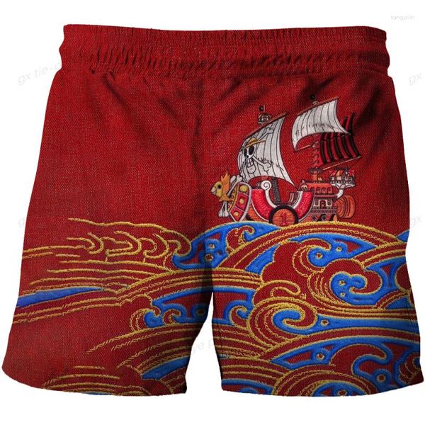 Pantalones cortos para hombre Pantalones con estampado de dibujos animados en 3D Moda de una pieza Luffy para hombres Harajuku Playa Niños Parejas Ropa Y2K