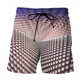 Pantalones cortos para hombre con estampado de geometría 3D, bañadores de verano de secado rápido para hombre, traje de baño para Surf en la playa para hombre