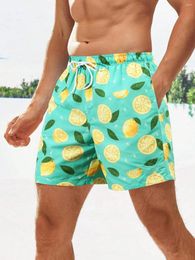 Short masculin 3d citron ananas imprimement d'été loisirs plage street street wark sèche à séchage polyester lacet de surf