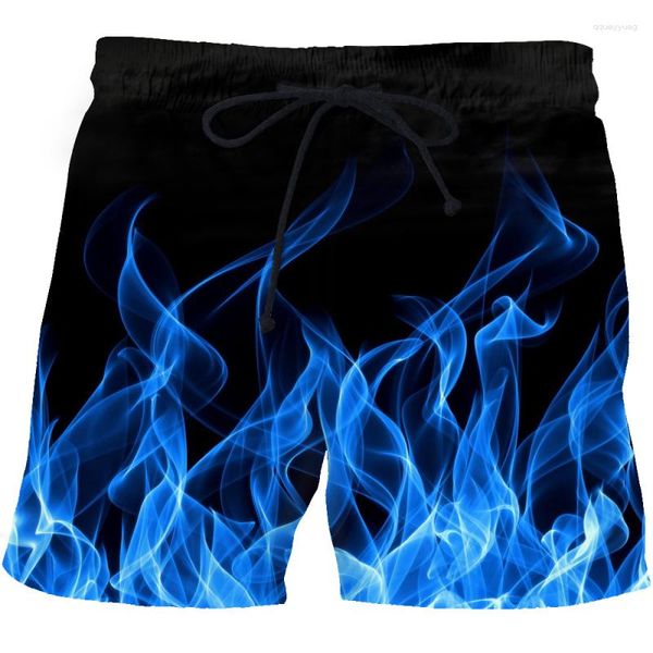 Pantalones cortos masculinos 3D playa impresa de secado rápido Flame Flame Fitness con divertida impresión de calles Fashion 2023