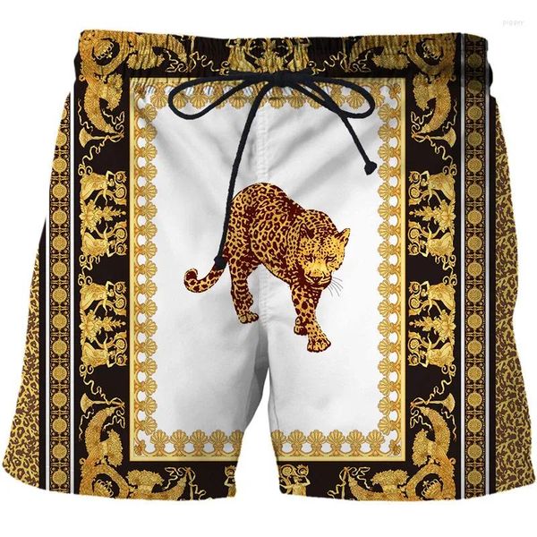 Shorts pour hommes 3D imprimé respirant natation homme modèle en métal plage animal léopard harajuku court hommes surf board maillot de bain