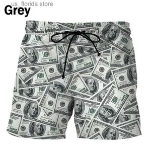 Pantalones cortos para hombres Impreso en 3D Pantalones cortos con gráficos de dólares estadounidenses para hombres Pantalones cortos de playa casuales personalizados Gimnasio transpirable Troncos de natación Y240320