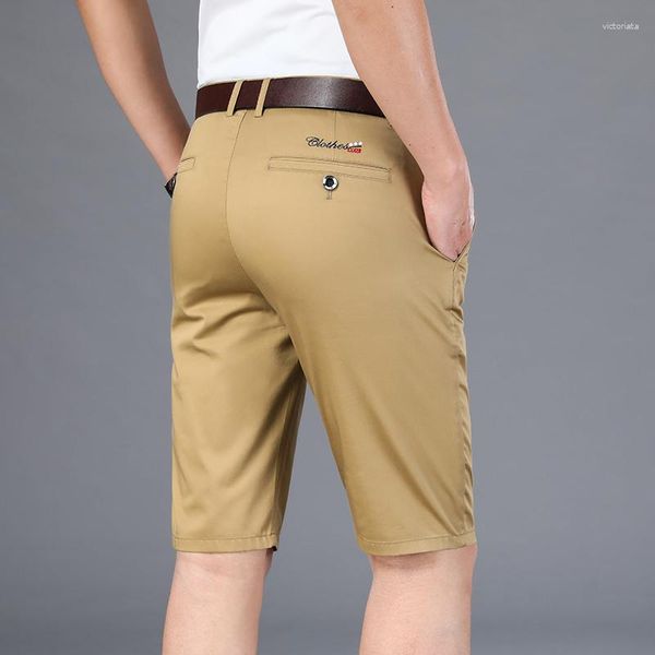 Shorts pour hommes 6 couleurs Business Casual 2023 Mode d'été Droite Coton Stretch Mâle Kaki Beige Noir Marine Marque