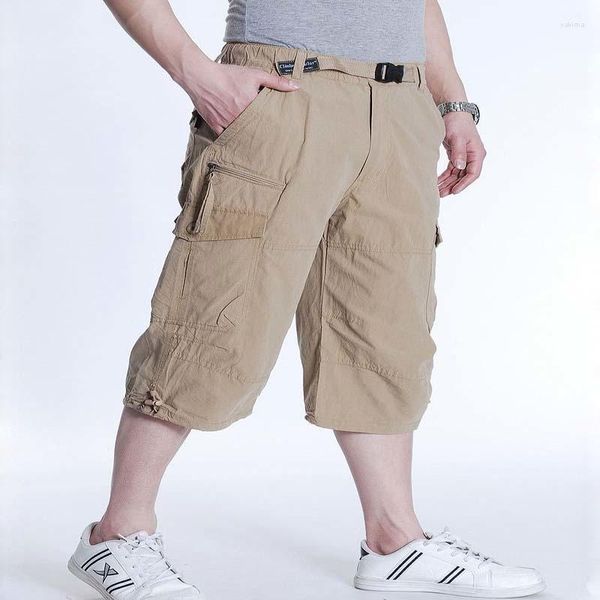 Pantalones cortos para hombres 6xl 7xl verano casual hombres carga de algodón con bolsillo grande suelto holgado hip hop bermudas militar ropa masculina