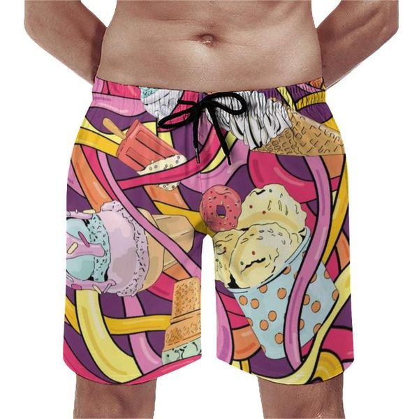 Shorts pour hommes abstrait planche de glace drôle impression de nourriture plage pantalons courts hommes taille élastique motif maillot de bain hommes hommes hommes hommes