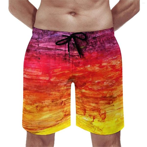 Short pour hommes, imprimé coucher de soleil abstrait, pantalon court de plage classique, sport, Fitness, maillot de bain à séchage rapide, cadeau d'anniversaire