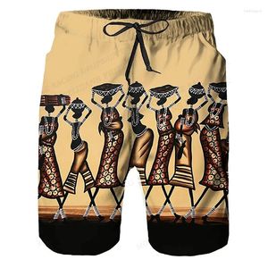 Cortometrajes masculinos patrón mural africano Harajuku Beach Summer Hawaii Holiday Surfing Board Gym Trunks Casual Sportwear hielo