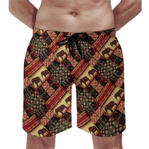 Herenshorts Afrikaans Patchwork Board Olifant Print Casual Strand Korte Broek Ontwerp Hardlopen Surf Sneldrogend Zwembroek Cadeau