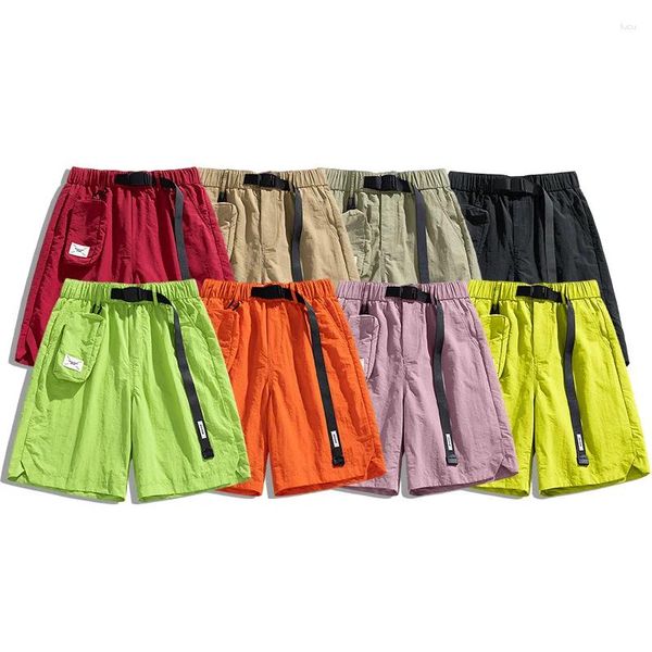 Shorts masculins Belt American Cargo Fashion Summer Micro-élastique Séchage rapide Pocket Casual Pantal
