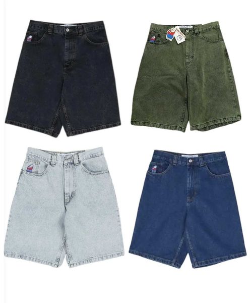 Shorts masculins Tendance de mode américaine short denim d'été Femmes Y2k Nouveaux jeans rétro hip-hop américains couple pantalon de clown lâche décontracté J240429