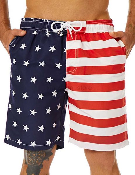 Shorts masculins drapeau américain shorts de secteur des maillots de bain d'été shorts de surface respirante shorts de la planche de surf à sec rapidement des troncs de natation de sport décontractés Boy 240419 240419