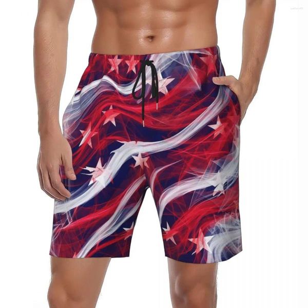 Pantalones cortos para hombre, tablero de la bandera americana, banderas abstractas de verano, pantalones cortos para correr, Surf, playa, cómodos, informales, bañadores de gran tamaño
