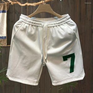 Shorts pour hommes Sports américains respirant séchage rapide salle de sport avec cordon taille élastique poches souples numéro imprimé pour actif