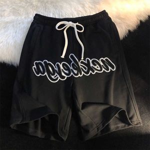 Heren shorts American Street Hip Hop functionele stijl brief geborduurde sport shorts trendy merk zomer losse wide been casual middelste broek H240508