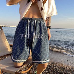 Pantalones cortos masculinos shorts de mezclilla estampados de hip-hop de la calle americana para hombres de verano