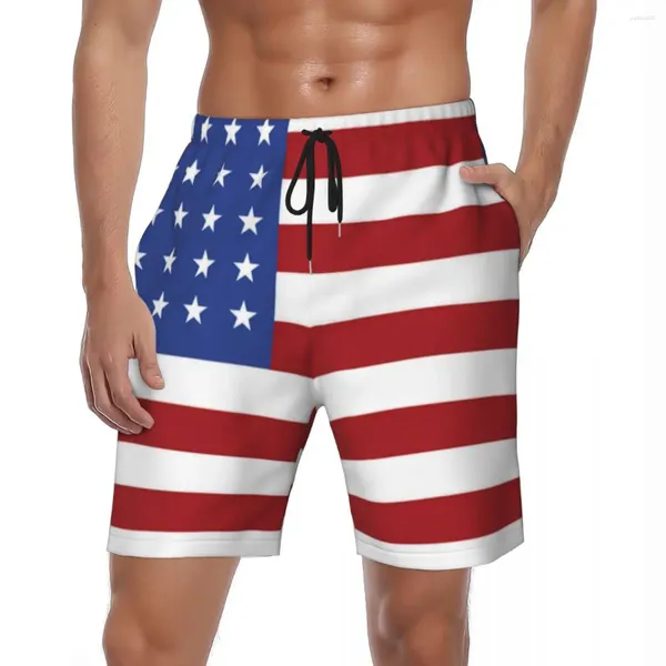 Short pour hommes, drapeau américain américain, Gym, été, étoiles patriotiques, rayures, planche de course, pantalon court, Vintage, grande taille, maillot de bain