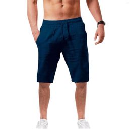 Heren shorts en casual katoenen linnen linnen Solid Summer modieuze broek Boy 12