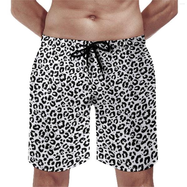 Short pour hommes Animal Board Classic Male Pantalon de plage Noir et blanc Imprimé léopard Loisirs Maillot de bain Grande taille