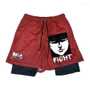 Shorts pour hommes Anime Baki 2 en 1 Sport hommes vêtements de Sport course plage entraînement été Gym Fitness entraînement Jogging femmes pantalons courts