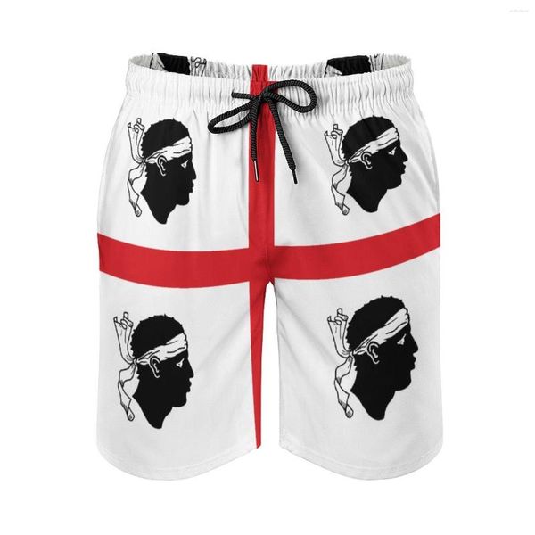 Pantalones cortos para hombre Anime Playa Bandera de Cerdeña Italia Suelto Estiramiento Gráfico Cool Hawaii Pantalones Deportes Cordón ajustable Aliento