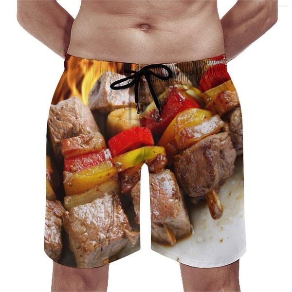 Pantalones cortos para hombre Anime Beach Food Delicacy(0007) Sueltos Elásticos Causal Vintage Masculino Cordón ajustable Transpirable Rápido