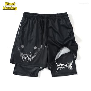 Men's Shorts Anime Berserk 2 In1 Performance For Men Quick Dry Stretchy Gym Male Summer Fitness Workout Jogging Short Pants