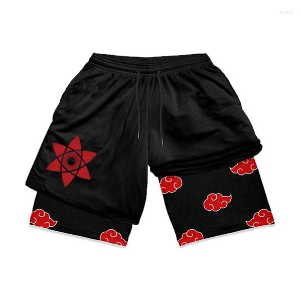 Shorts pour hommes Anime Gym Hommes 2 en 1 Bicouche Séchage rapide Running Pantalons courts Entraînement d'été Jogging Performance Sports