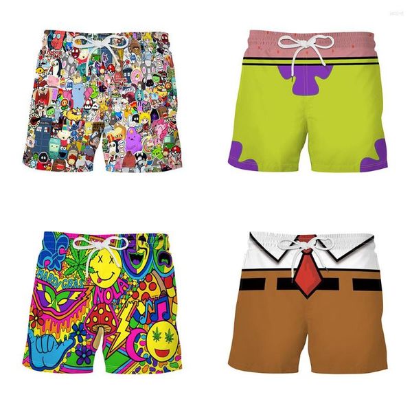 Shorts pour hommes Anime ananas maison éponge pieuvre crabe Cosplay impression numérique hommes Resort plage pantalons surf pantalons de survêtement pantalons